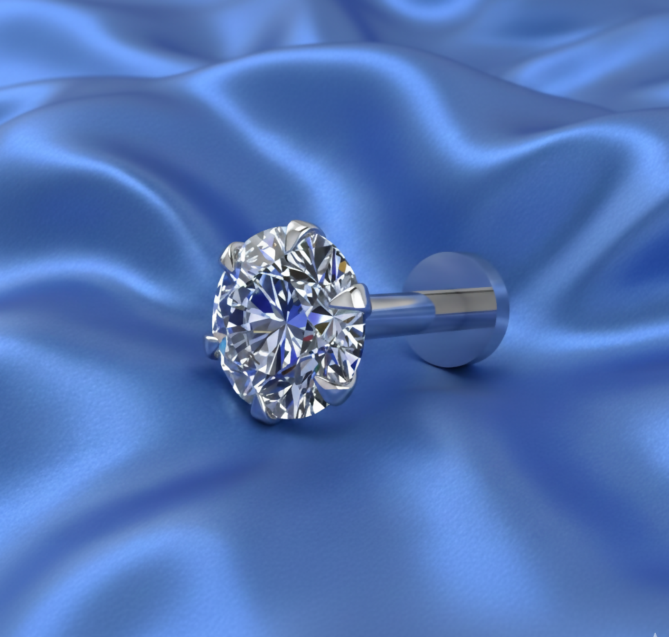 silver plated AD Nosepin stud Gold Flat Back