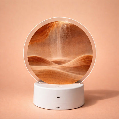 Brown Round Moving Sand Art LED Lamp Decorative Ambient Night Light