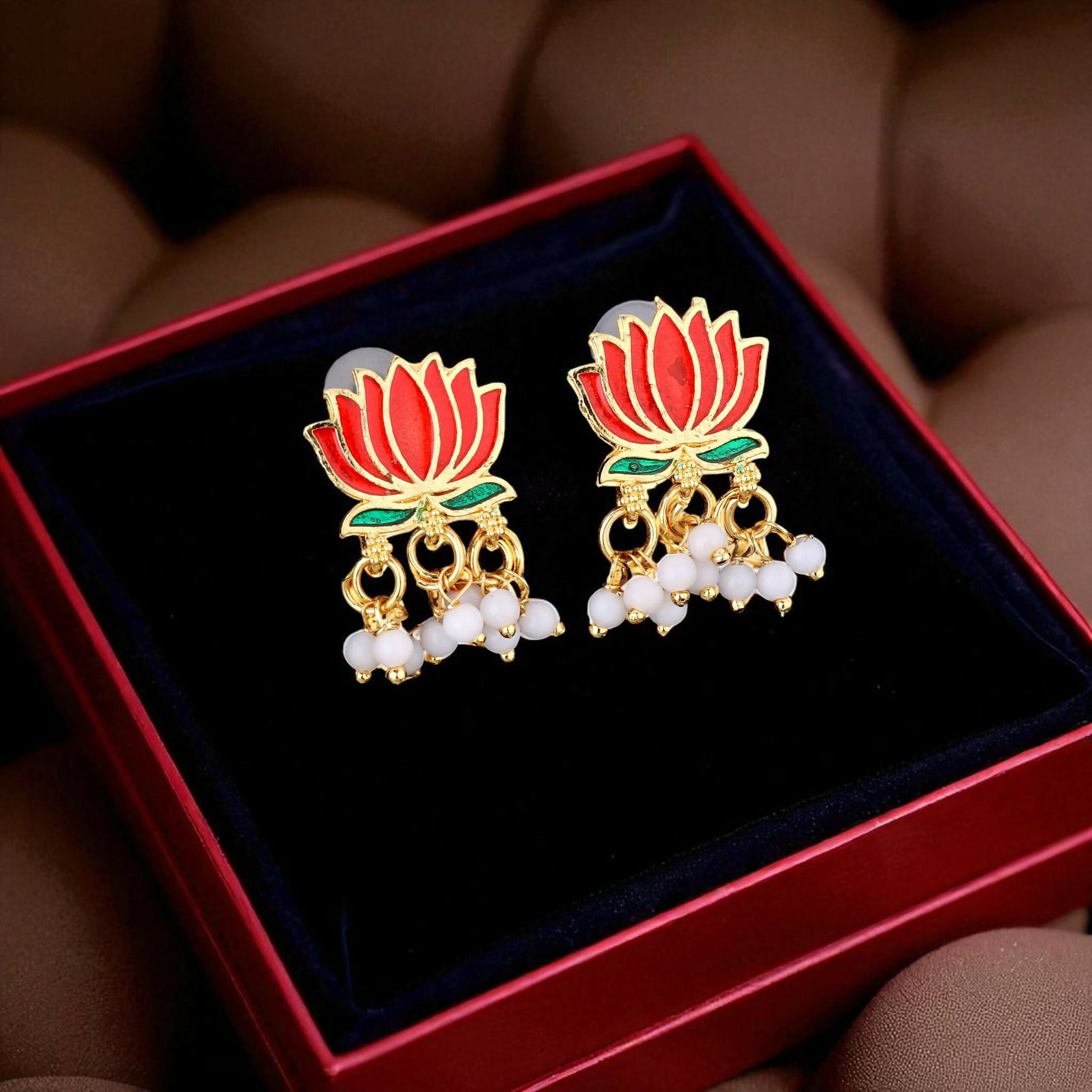 Grand Gold-Toned American Diamond Lotus Necklace Set