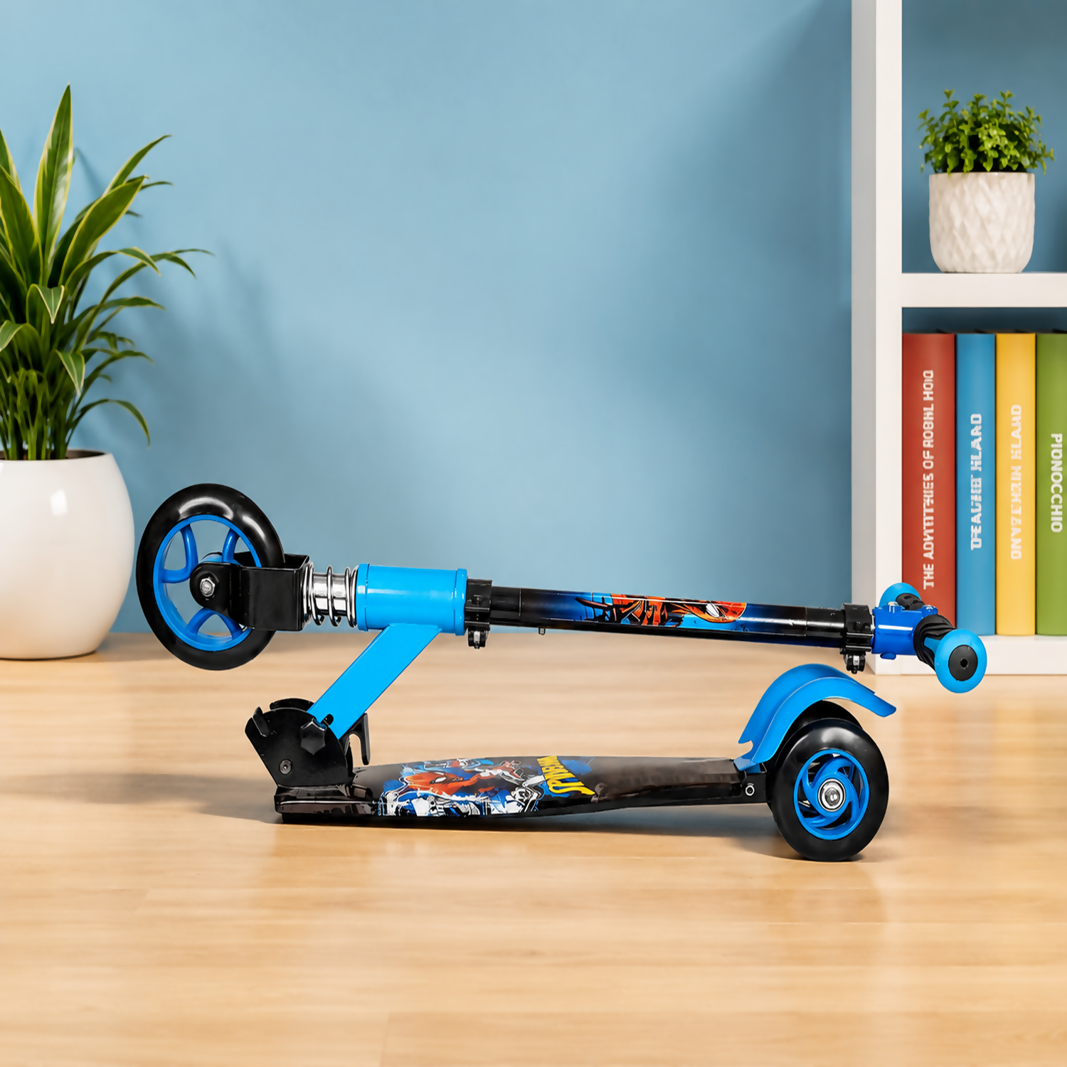 KIXY Kids 3 Wheel Foldable Scooter with Adjustable Height Handlebar
