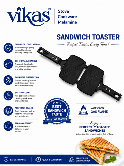 Making a crispy grilled sandwich in a Vikas stove top grill toaster