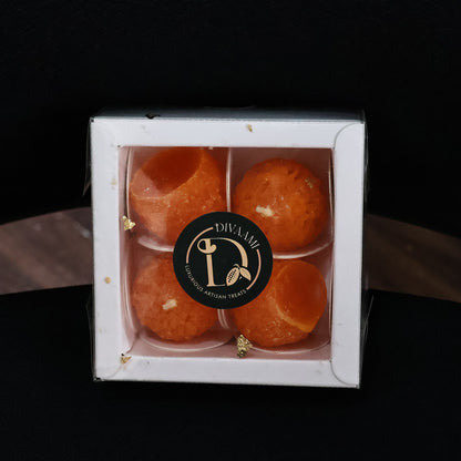 Laddu Shaped Decorative Wax Candles (4 Pc / Set)