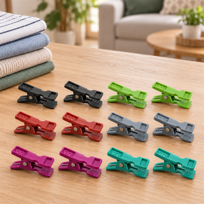 Plastic Clothes Drying Clips with Spring Grip for Everyday Laundry (12 Pc Set)