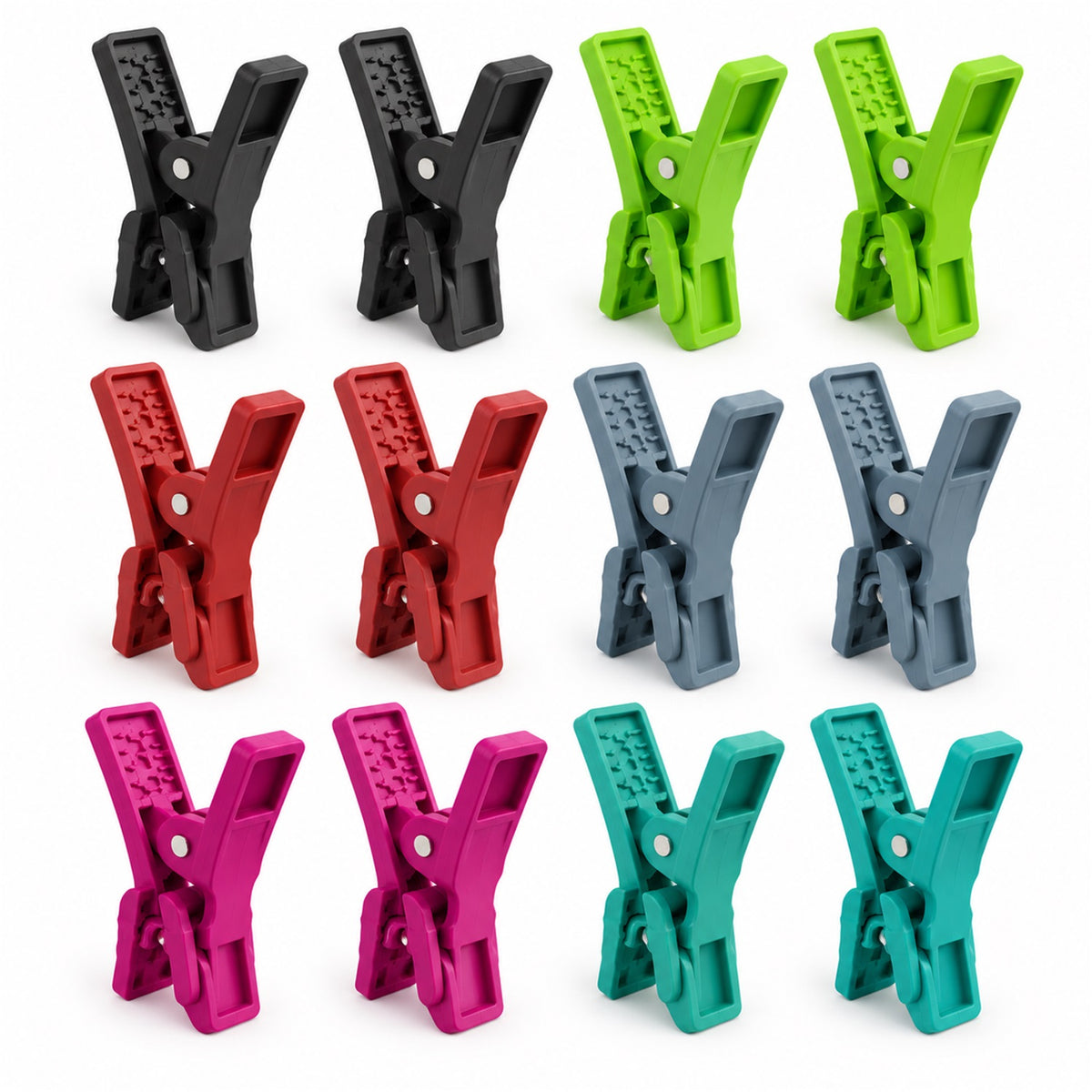 Plastic Clothes Drying Clips with Spring Grip for Everyday Laundry (12 Pc Set)
