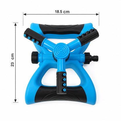 Watering tool for gardens and grass, with 360° rotation and sturdy build