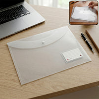 Transparent Button Closure Document File Folder Organizer for Certificates, Papers & Office Storage