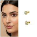 Gold Plated Floral Nosepin Stud with Crystal Cluster – Elegant Sparkle