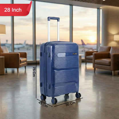 Dark Blue Hard Shell Cabin Trolley Suitcase with Telescopic Handle & 8 Wheels