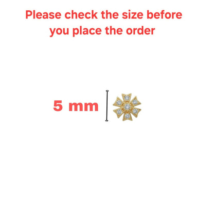 Rose gold plated flower diamond flat back stud earrings pair