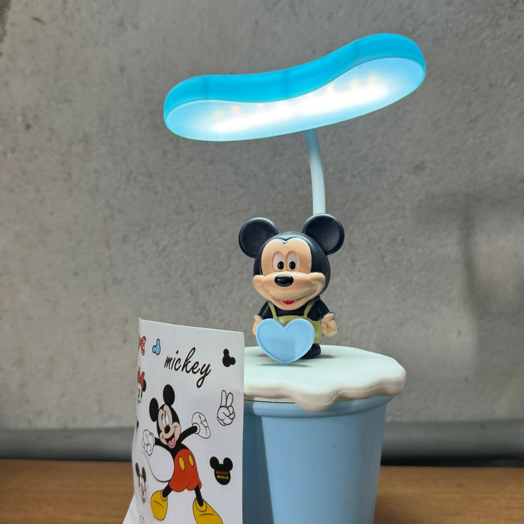 Cute Cartoon Mouse LED Desk Lamp with Pen Holder for Kids Room & Study Table