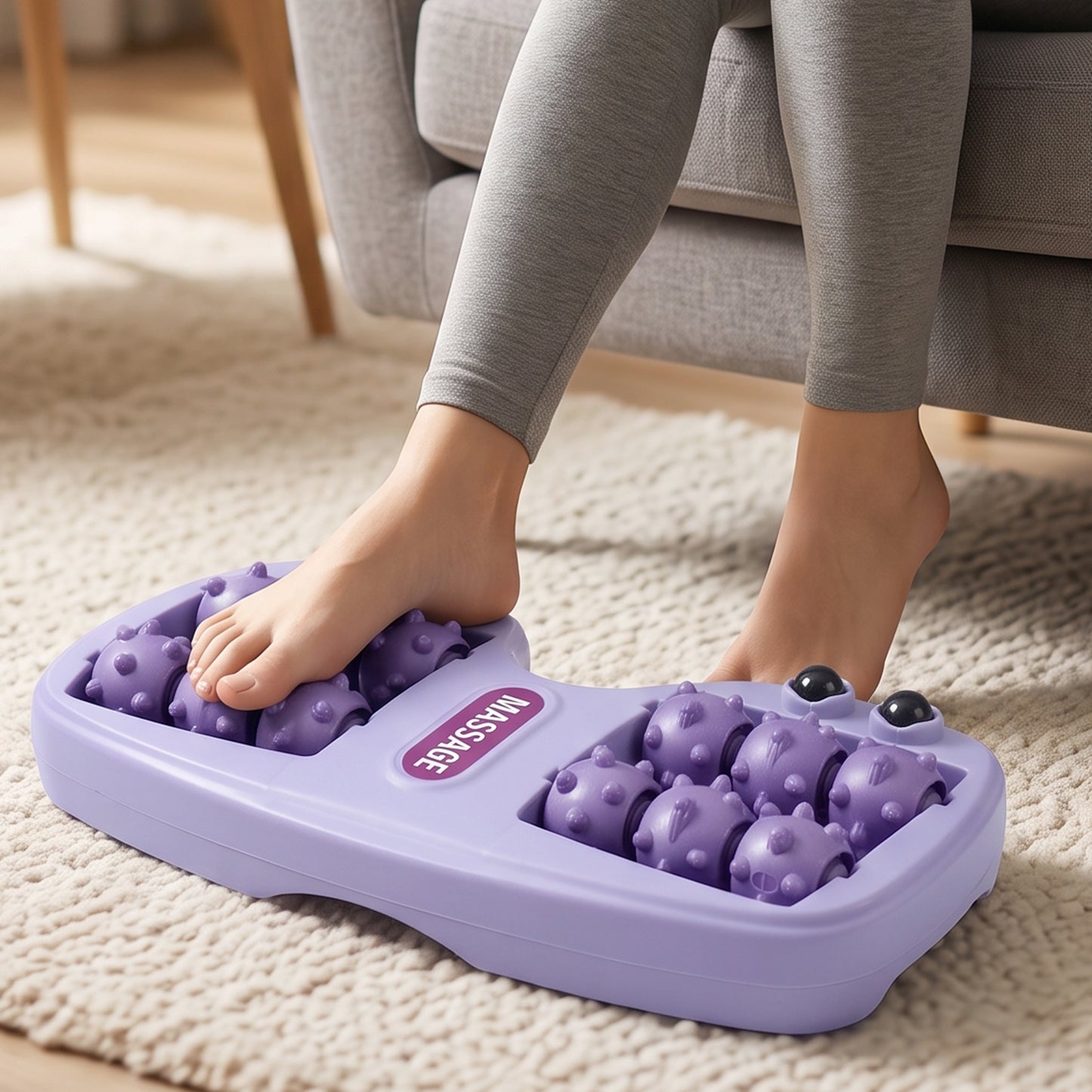 Manual Plastic Roller Foot Massager with Acupressure Nodes for Both Feet (1 Pc)