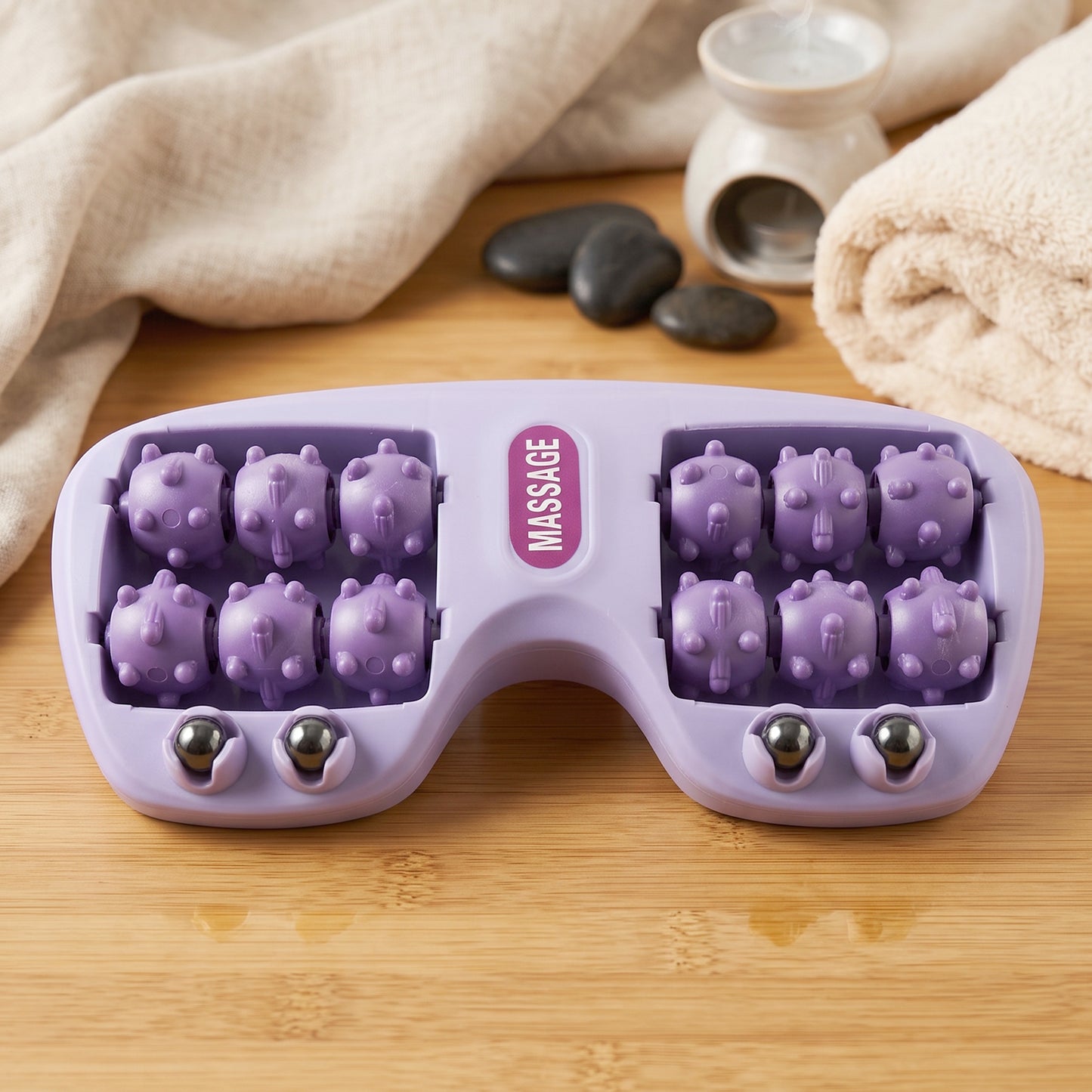 Manual Plastic Roller Foot Massager with Acupressure Nodes for Both Feet (1 Pc)