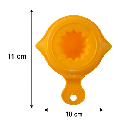 Size comparison of citrus juicer on white background