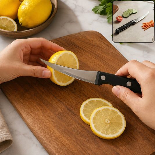 Apex Serrated Lemon Knife with Curved Blade and Riveted Handle (1 Pc)