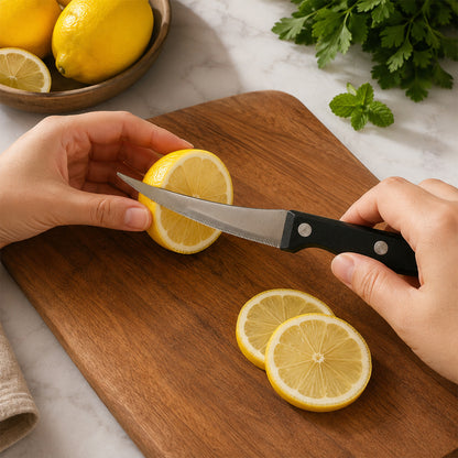 Apex Serrated Lemon Knife with Curved Blade and Riveted Handle (1 Pc)
