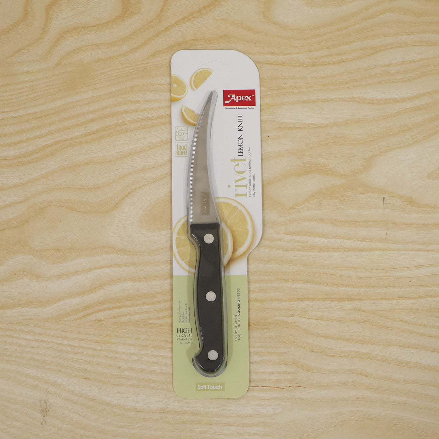 Apex Serrated Lemon Knife with Curved Blade and Riveted Handle (1 Pc)