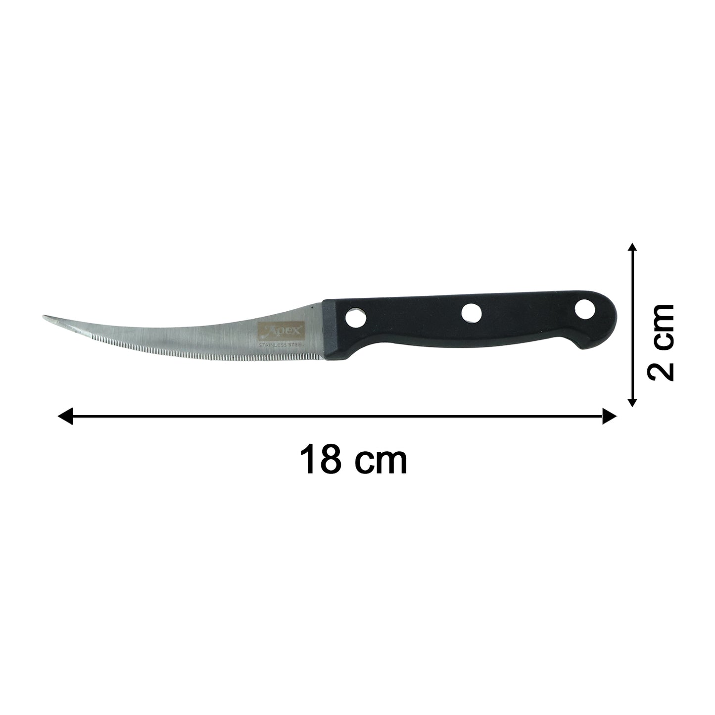 Apex Serrated Lemon Knife with Curved Blade and Riveted Handle (1 Pc)