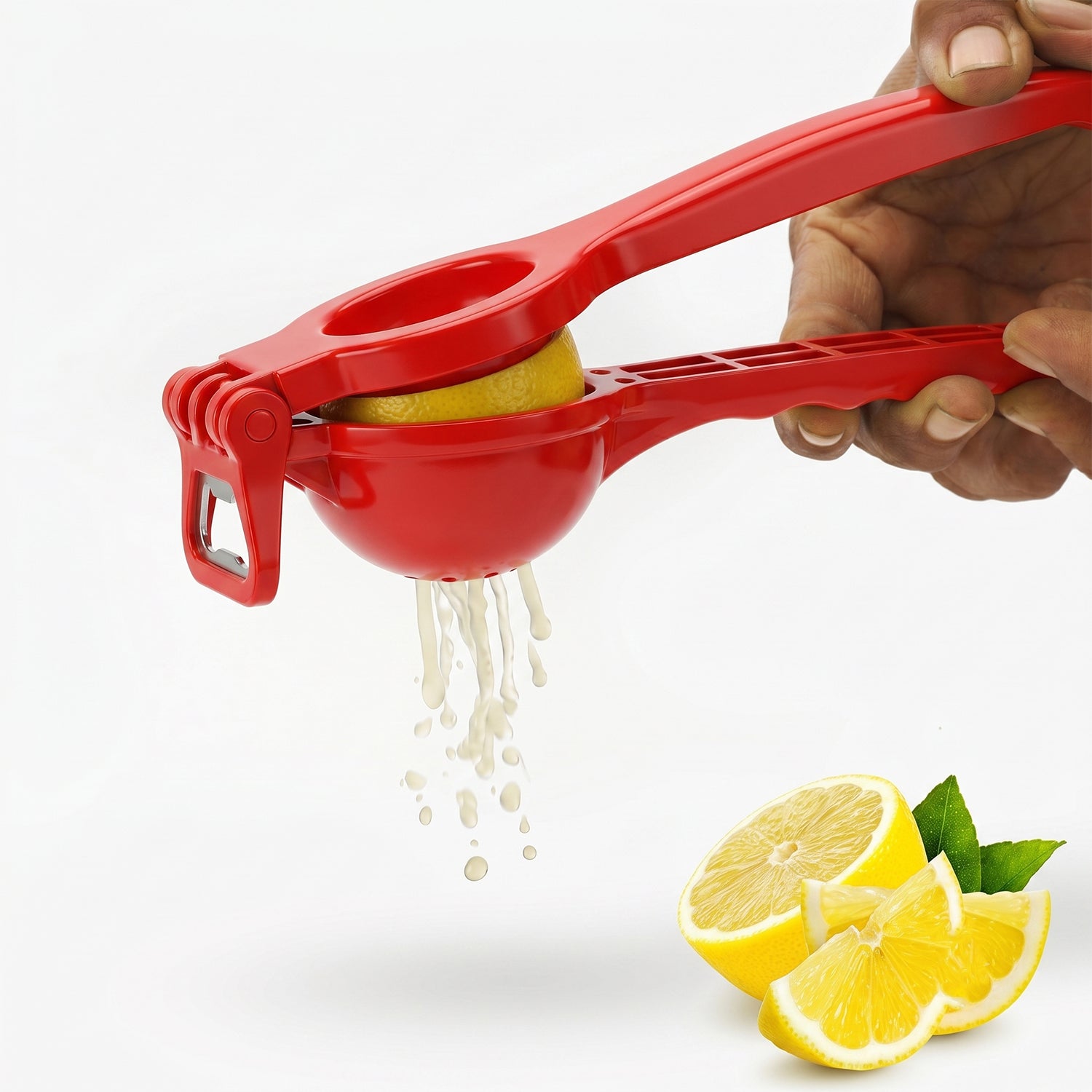 Plastic 2-in-1 lemon squeezer with bottle opener