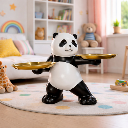 Panda Tray Holder with Dual Plates Decorative Showpiece Stand