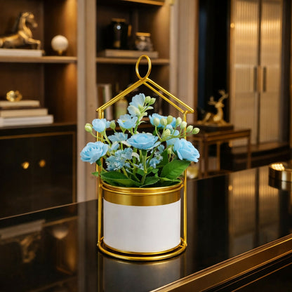 Gold House Frame Tabletop Planter with Decorative Pot(Color may vary)