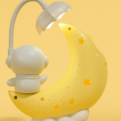 Astronaut Moon LED Night Lamp with Warm Glow for Kids Room, Bedroom, Nursery, Study Table & Gift