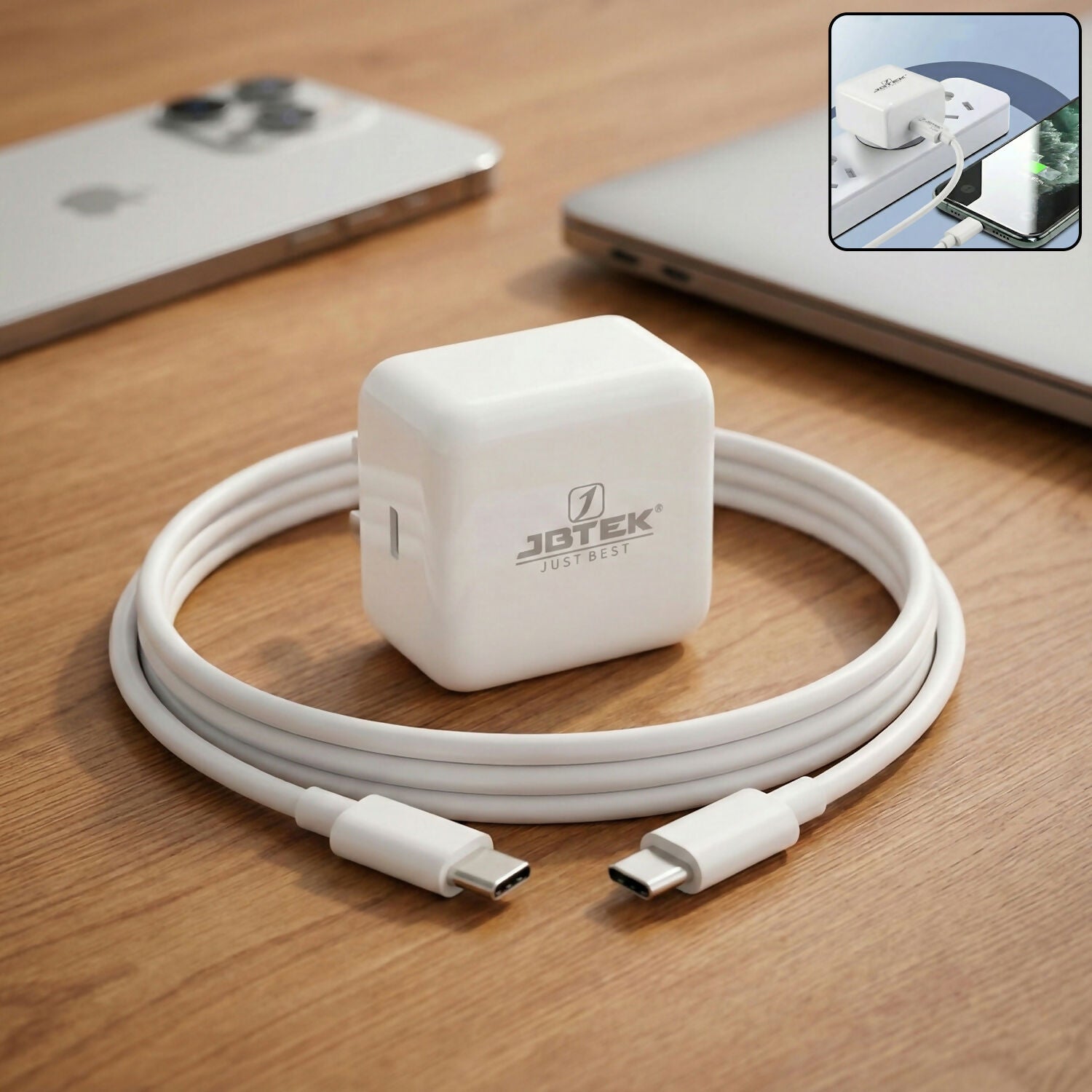 USB Type C 30W Fast Charging Adapter with Type C to Type C Cable for Smartphones