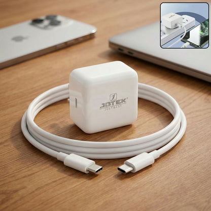 USB Type C 30W Fast Charging Adapter with Type C to Type C Cable for Smartphones