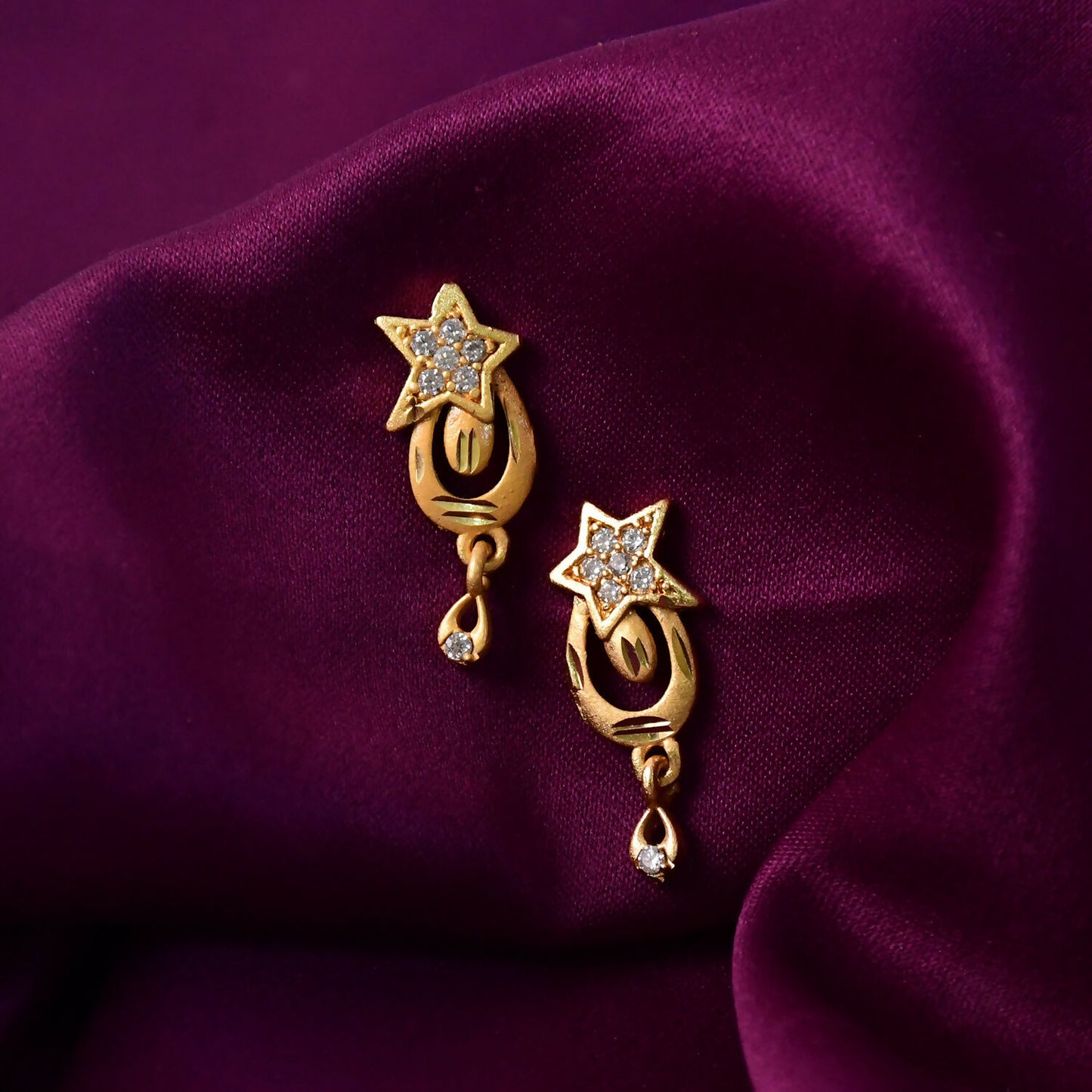 Star Motif Designer Drop Earrings with Subtle Crystal Embellishment
