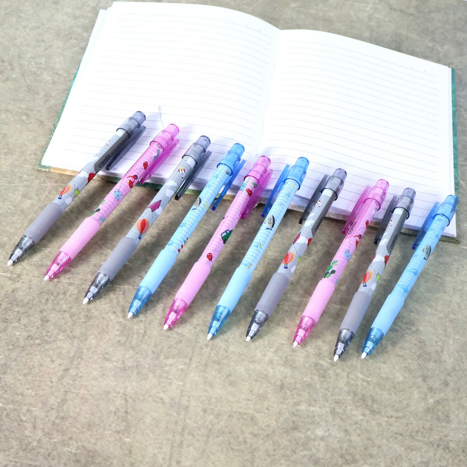 Camlin Klick Mechanical Pencil 0.7 mm – Assorted Cartoon Design, Smooth Writing Pencils with Comfortable Grip – Pack of 10