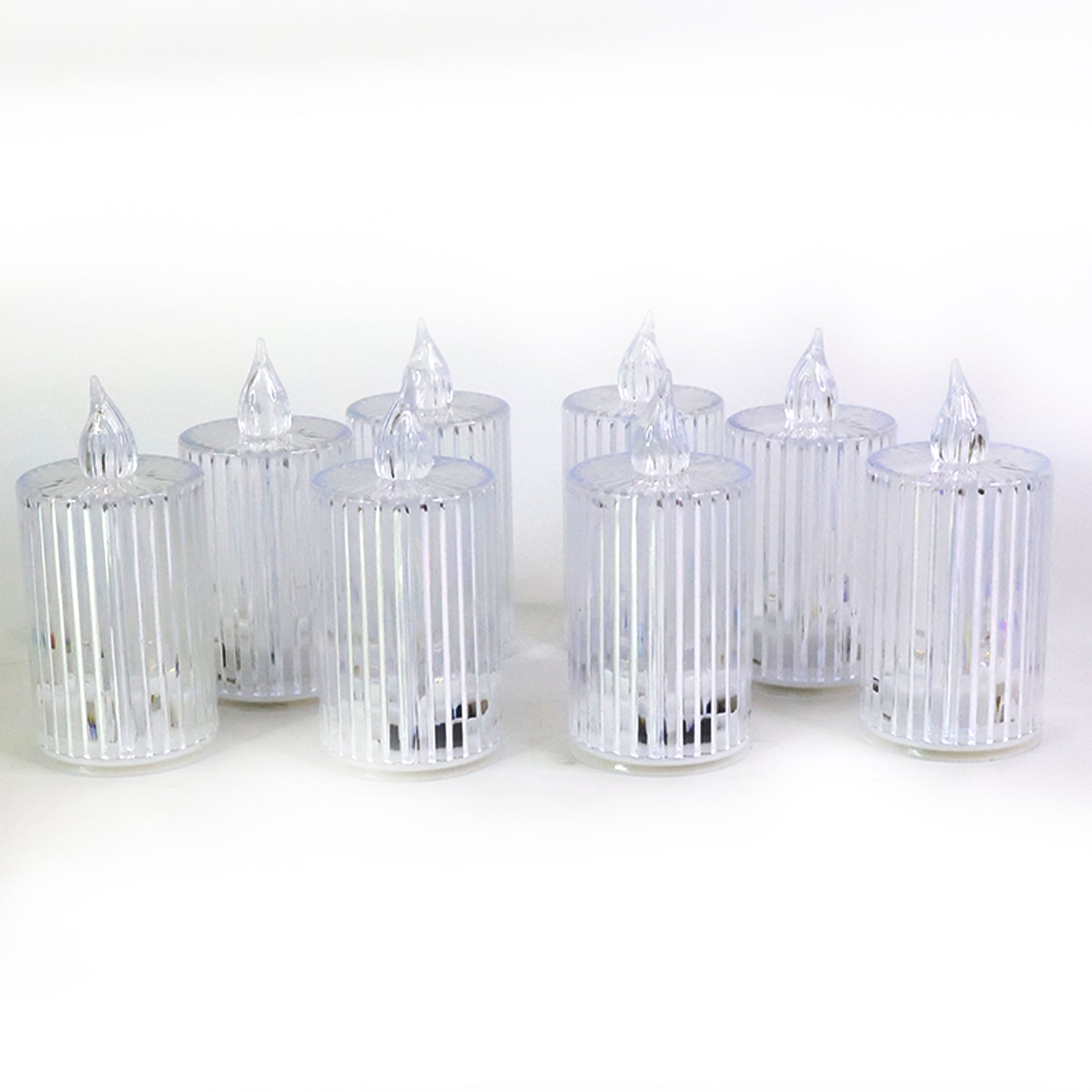Premium Crystal Effect LED Flameless Candle Lights (8 Pc)