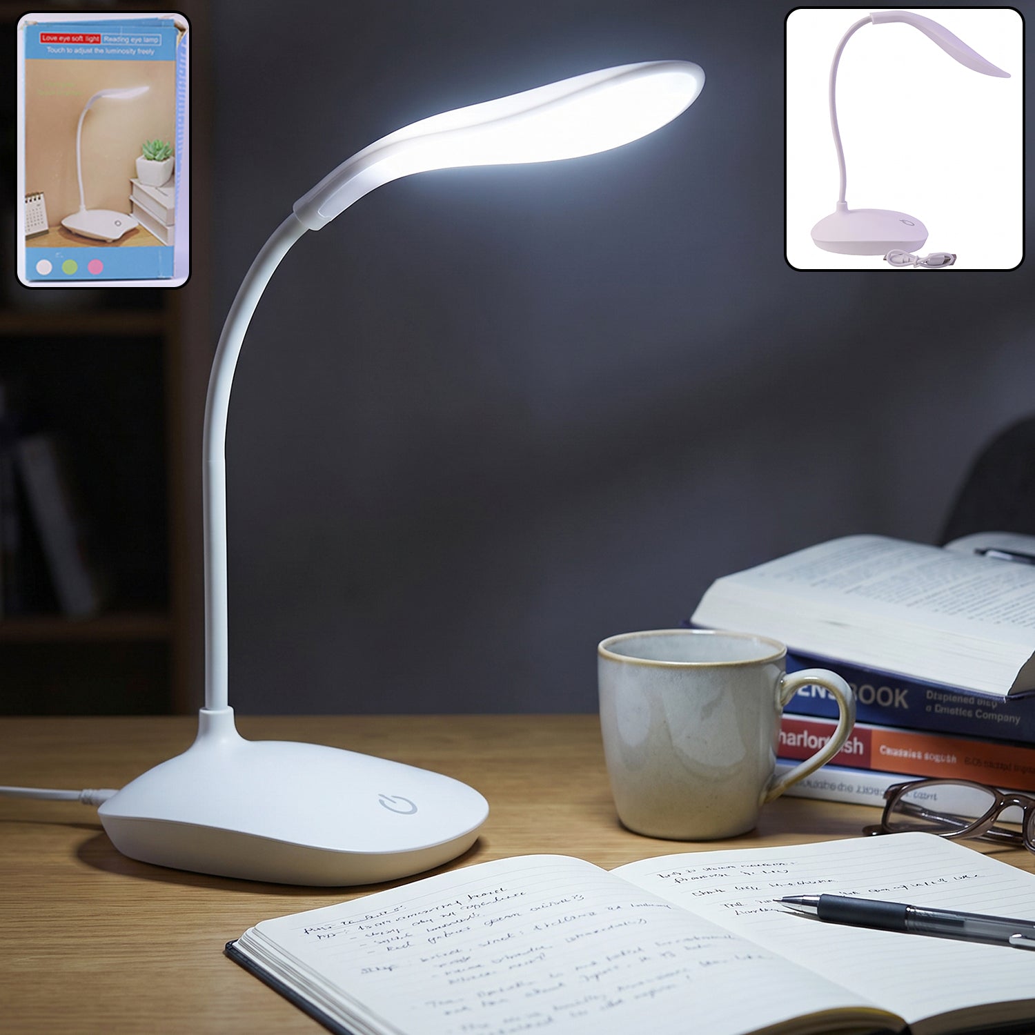LED Desk Table Lamp Flexible Touch Dimmer Eye Care Reading Study Light (1 Pc) product image