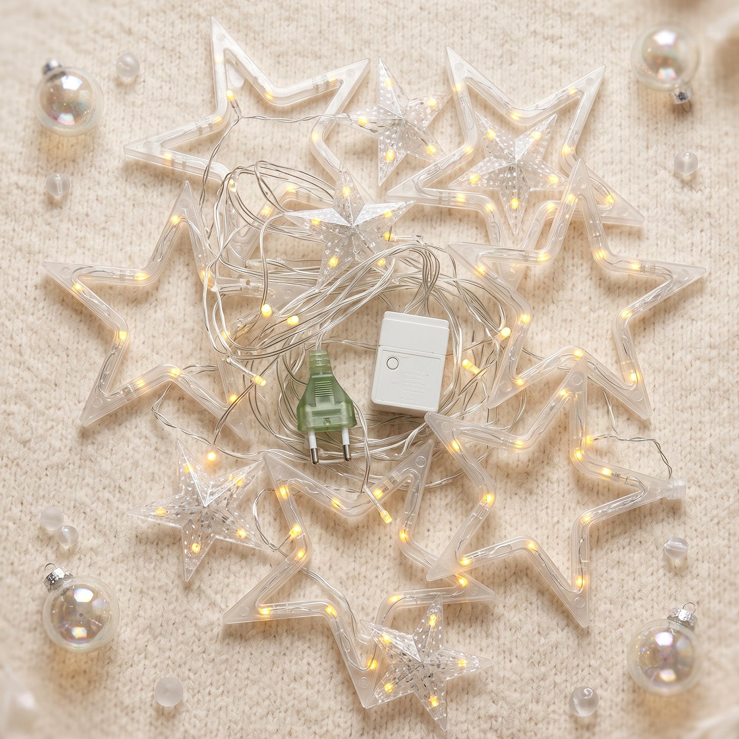 White Star LED String Light Set Warm Fairy Lights for Decoration (1 Set)