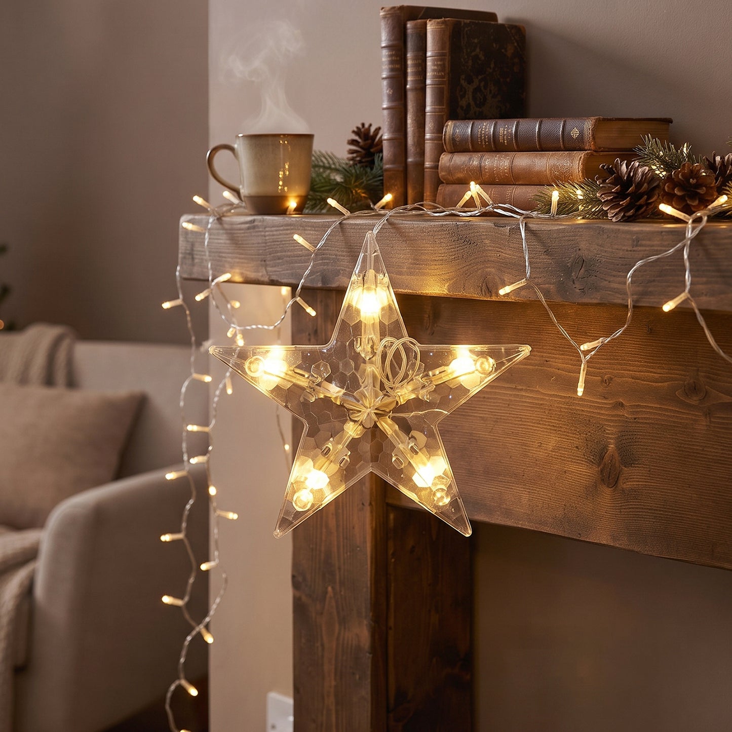 White Star LED String Light Set Warm Fairy Lights for Decoration (1 Set)