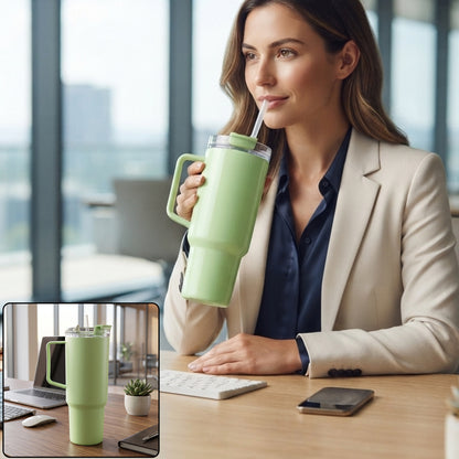 Travel Tumbler 1800 ML with Handle and Straw Lid for Gym and Office (1 Pc)