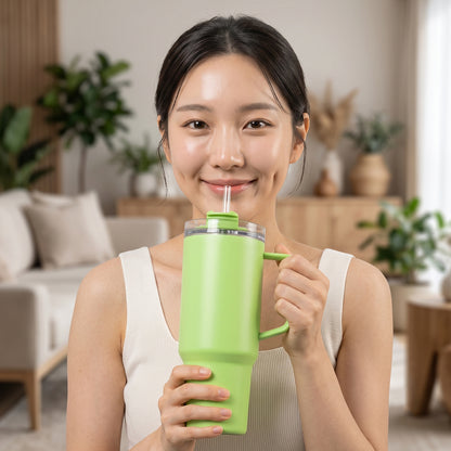 Travel Tumbler 1800 ML with Handle and Straw Lid for Gym and Office (1 Pc)