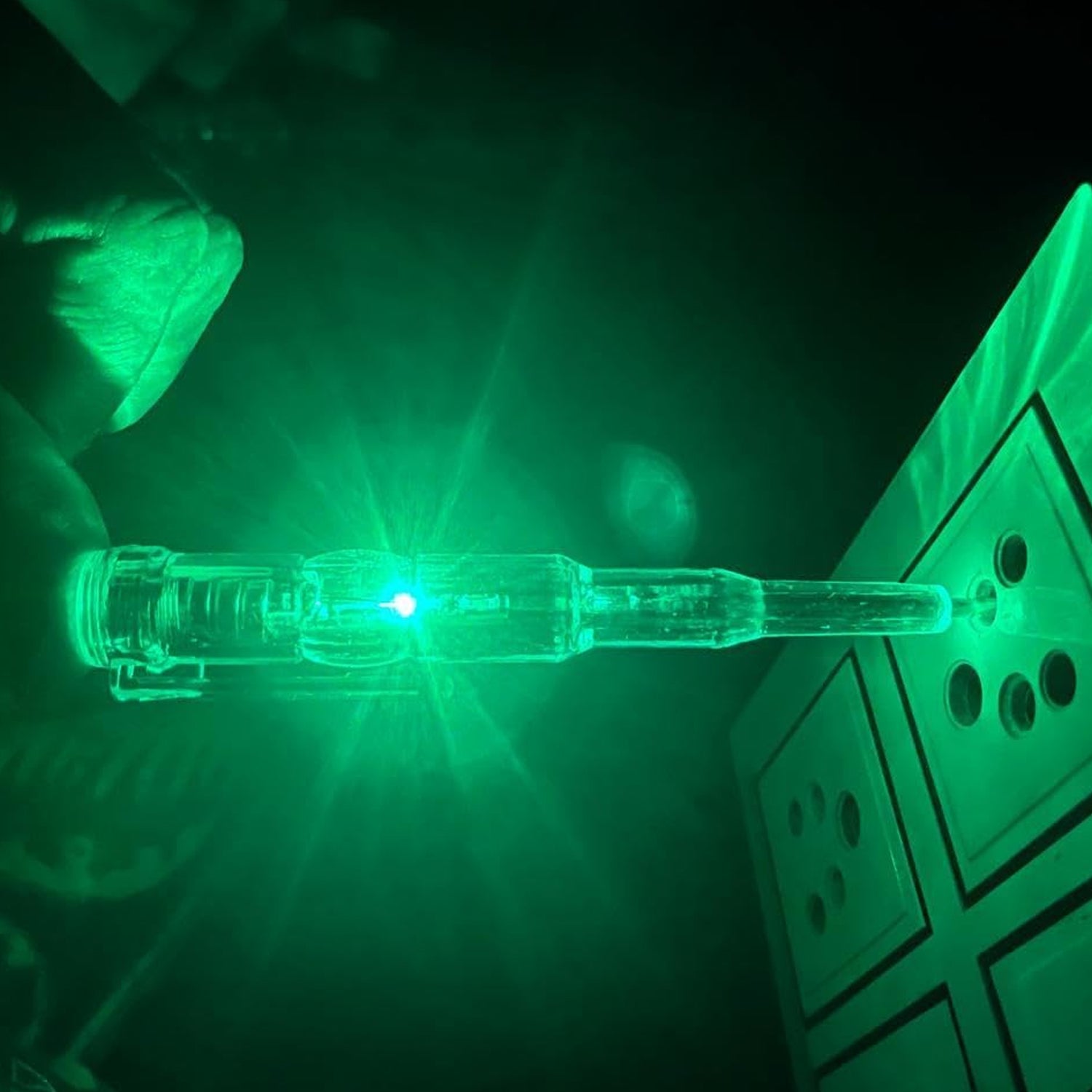 Voltage tester pen showing LED indicators