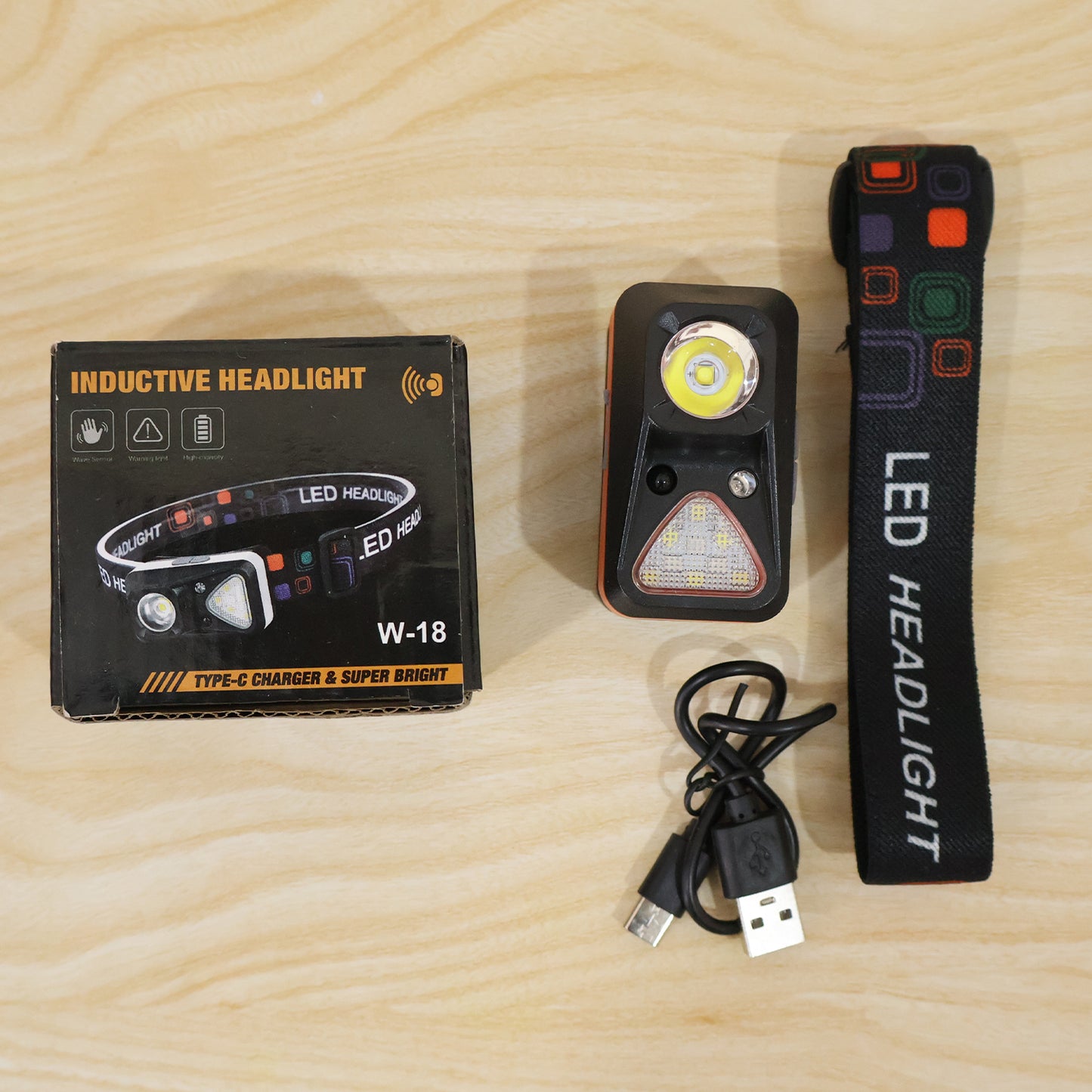 Inductive LED Head Lamp Rechargeable Motion Sensor Headlight (1 Pc)