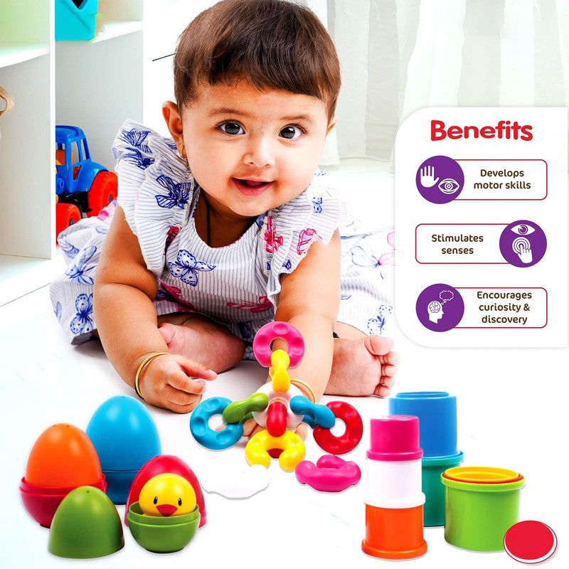 Funskool Giggles Link, Stack ‘N’ Nest Toy Set – Colorful Early Learning Activity Set for Toddlers