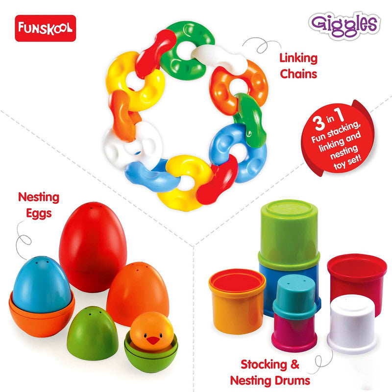 Funskool Giggles Link, Stack ‘N’ Nest Toy Set – Colorful Early Learning Activity Set for Toddlers