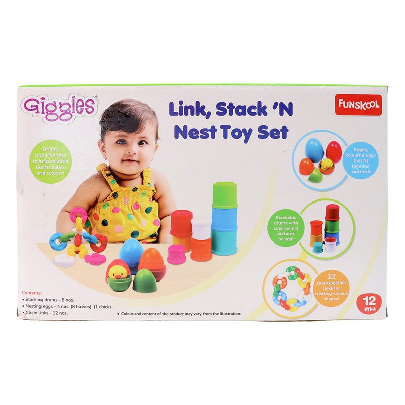 Funskool Giggles Link, Stack ‘N’ Nest Toy Set – Colorful Early Learning Activity Set for Toddlers