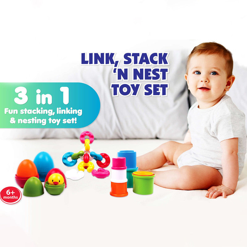 Funskool Giggles Link, Stack ‘N’ Nest Toy Set – Colorful Early Learning Activity Set for Toddlers