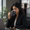 Apex Compact Coffee Mug 300 ML with Handle and Lid Matte Black (1 Pc)