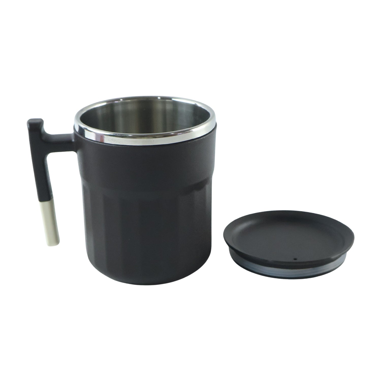 Apex Compact Coffee Mug 300 ML with Handle and Lid Matte Black (1 Pc)