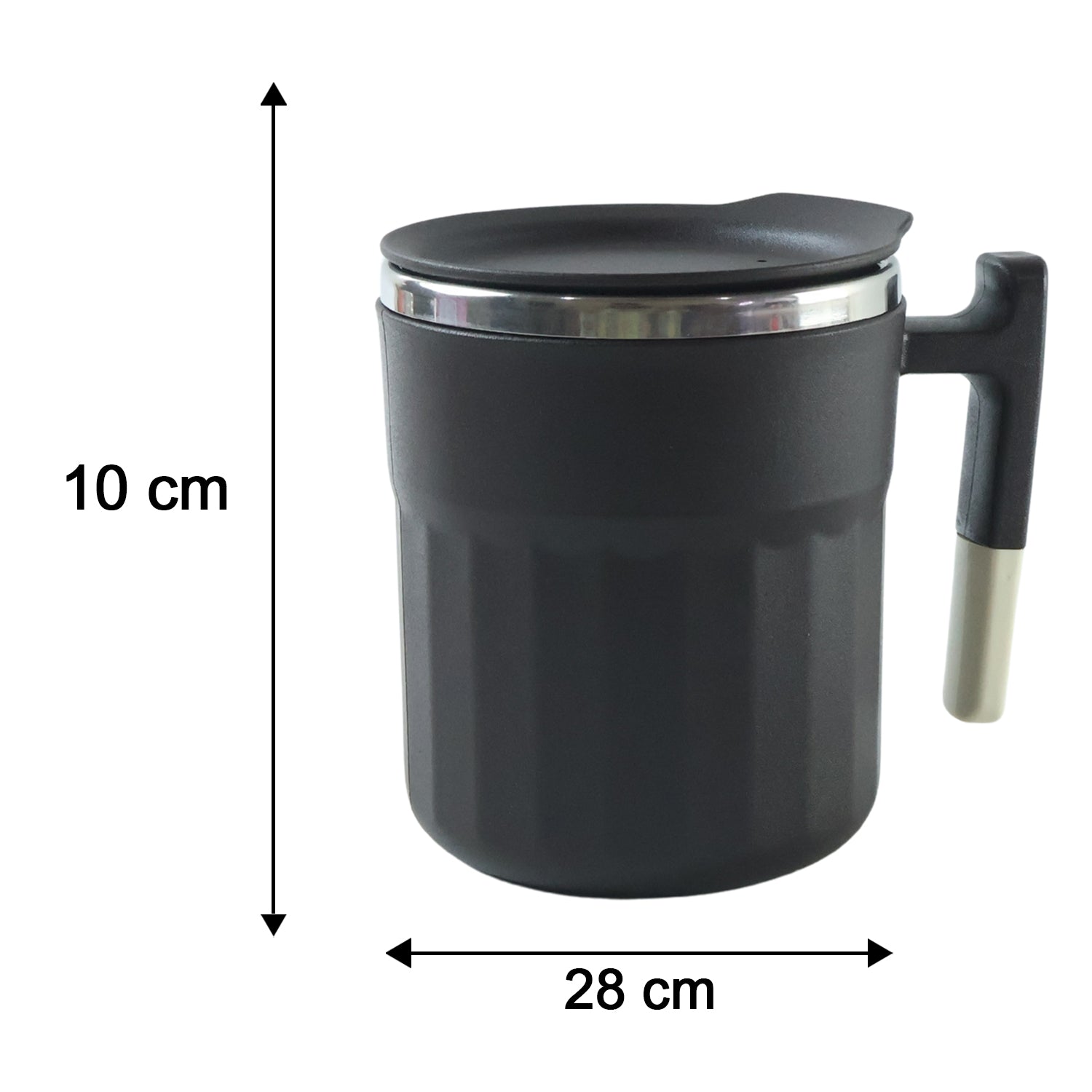 Apex Compact Coffee Mug 300 ML with Handle and Lid Matte Black (1 Pc)