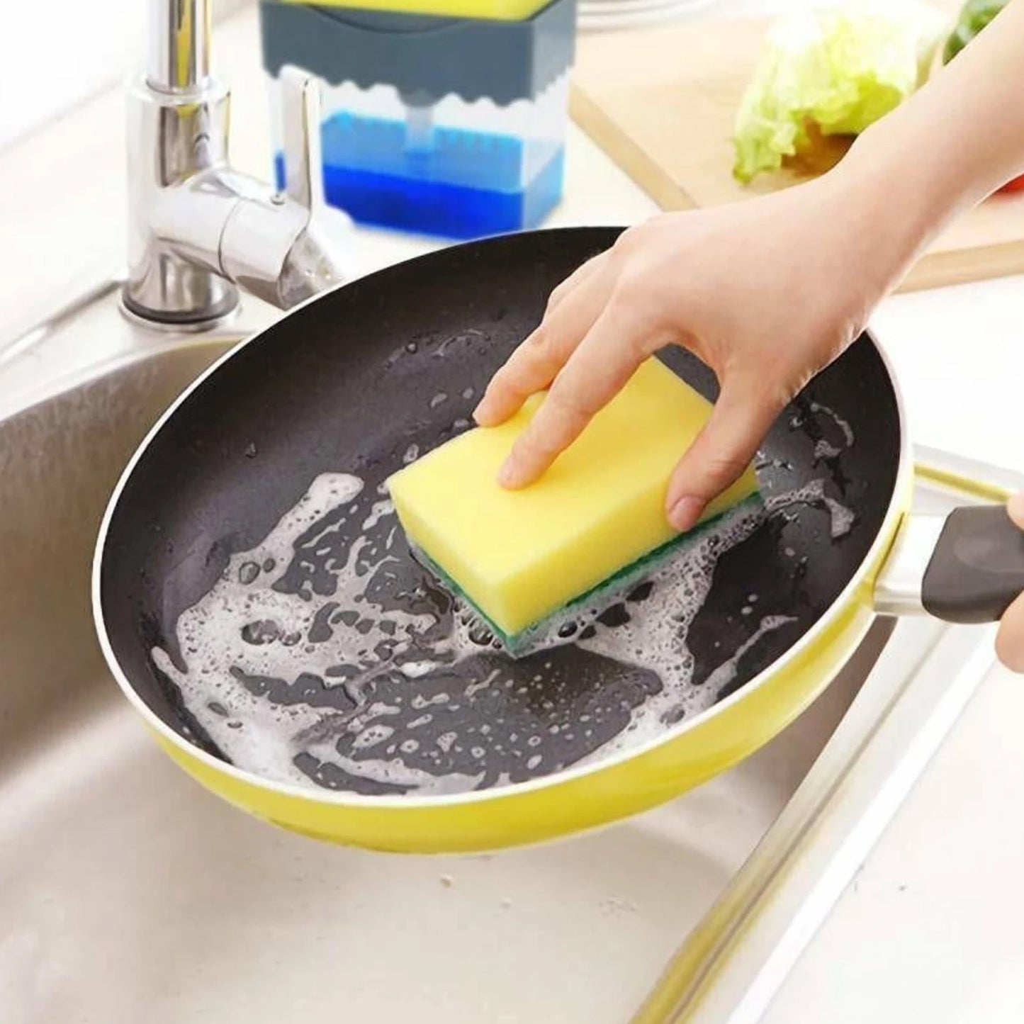 Liquid Soap Dispenser on Countertop with Sponge Holder For Pet