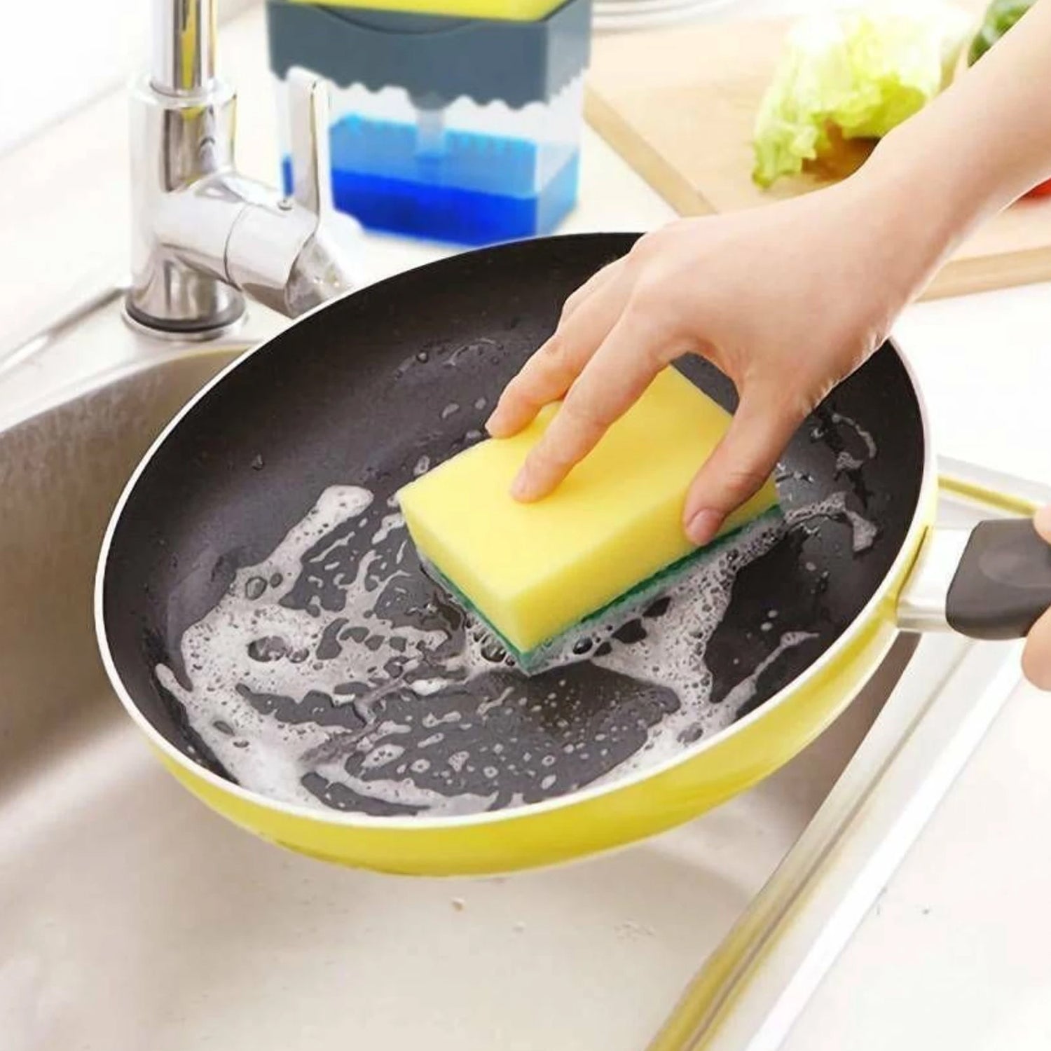 Liquid Soap Dispenser on Countertop with Sponge Holder For Pet