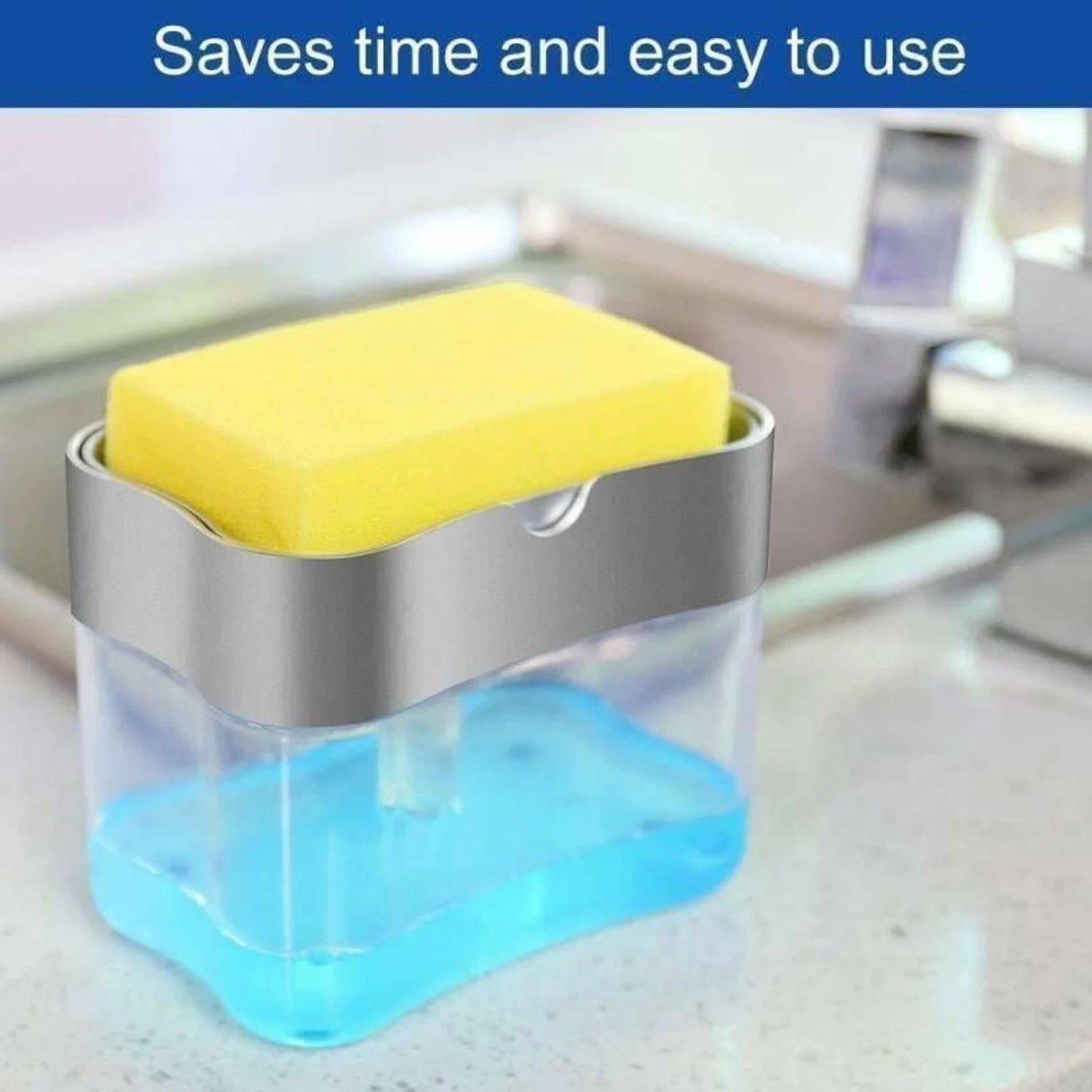Liquid Soap Dispenser on Countertop with Sponge Holder For Pet