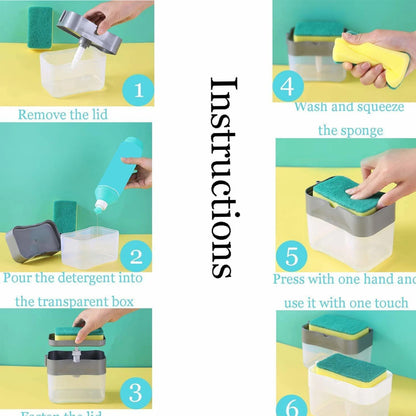 Liquid Soap Dispenser on Countertop with Sponge Holder For Pet