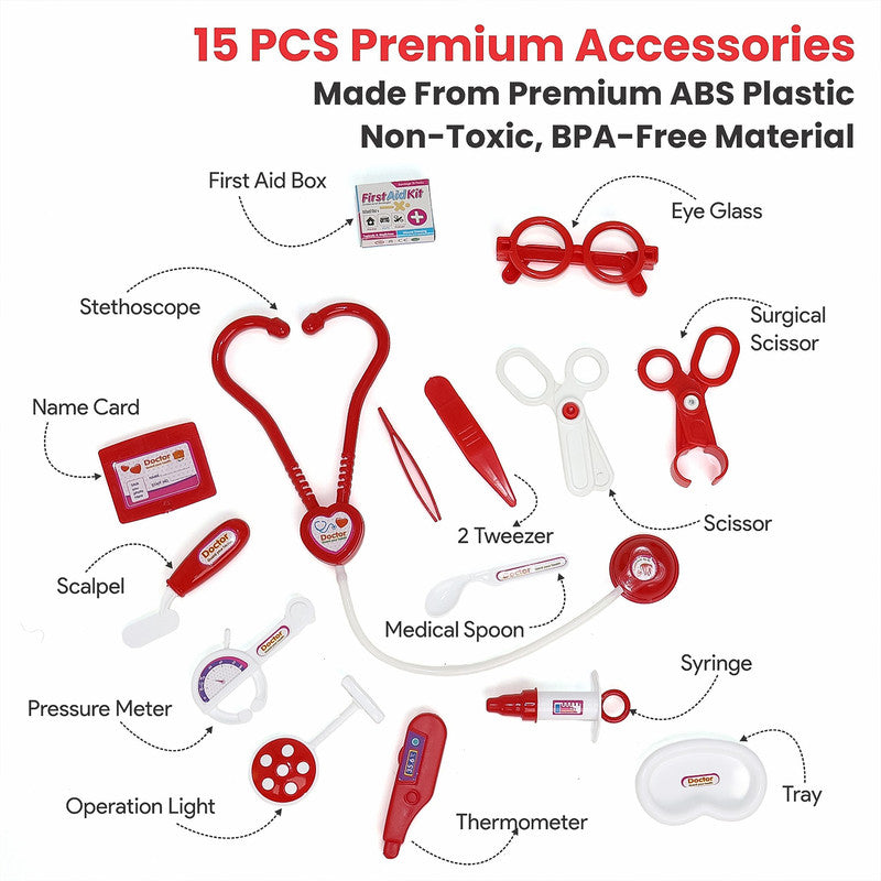 Aditi Little Doctor Play Set with 15 Medical Tools & Carry Case for Kids