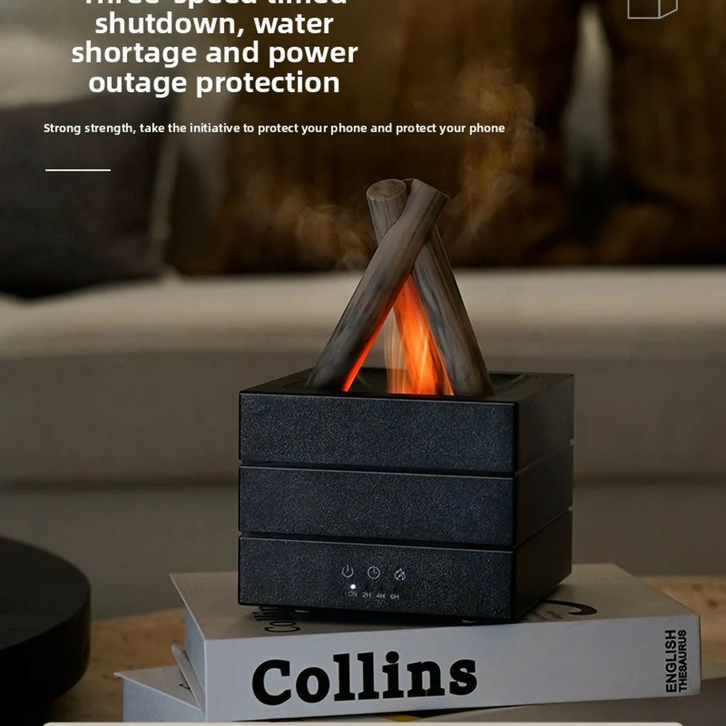 Campfire Flame Aroma Diffuser with Simulated Fire Effect & Timer Modes